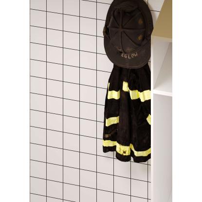 Fibo Colour vådrumspanel med 15 x 15 cm fliselook, 10 x 600 x 2400 mm, white contrast silk