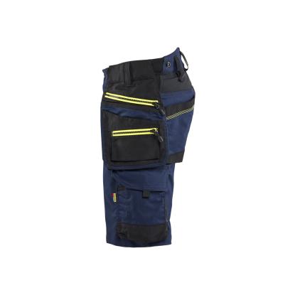 Blåkläder 1972 striker håndværkershorts med stretch, mørk marineblå/hi-vis gul
