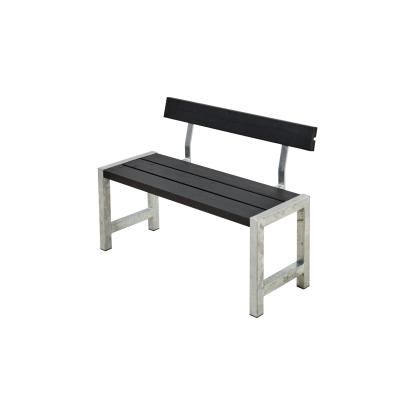 PLUS café plankebænk med ryglæn, sort/nåletræ, 127 cm