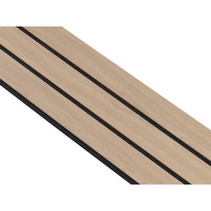 I-Wood Basic 3-lamel akustikpanel, ubehandlet natur, sort filt og lys kerne, egefiner, 16 x 300 mm 
