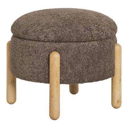 Medas puf med opbevaring, brun/natur bouclé