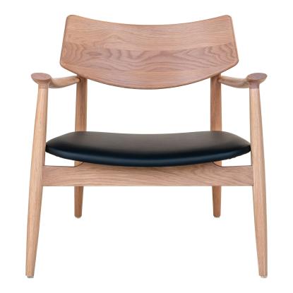 Loungestol, egetræ/PU sæde, natur/sort