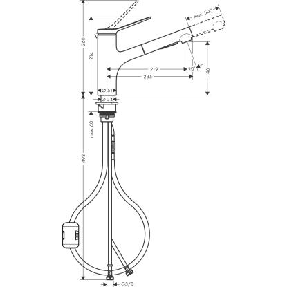 hansgrohe Zesis M33 150 køkkenarmatur med udtræk, 2-jet, krom
