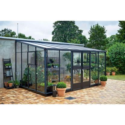 Juliana Veranda vægdrivhus 12,9 m², antracit/sort, 3 mm hærdet glas