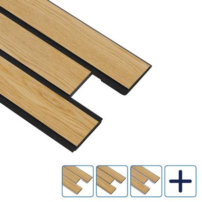 I-Wood Pro+ I-Lock 3-lamel akustikpanel, klar olieret, sort kerne, egefiner, 16 x 300 x 2400 mm