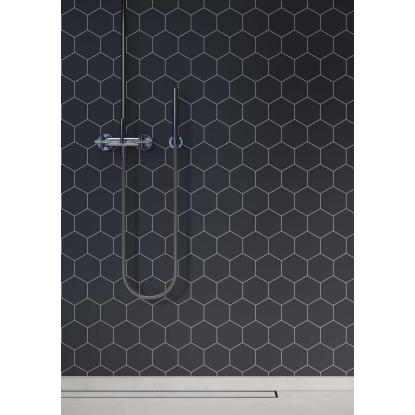 Fibo Colour vådrumspanel med hexagon fliselook, 10 x 600 x 2400 mm, black silk