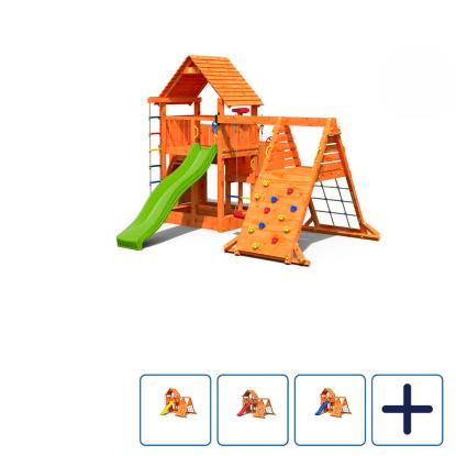 Fungoo Big Leader Spider Red legetårn med klatrevægge, rebstige, gynger og rutsjebane