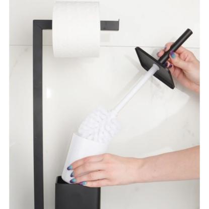 Toiletrulleholder med toiletbørste, fritstående, sort, 20 x 63 cm