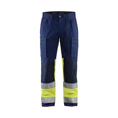 Blåkläder 1551 high vis buks med stretch, marineblå/hi-vis gul