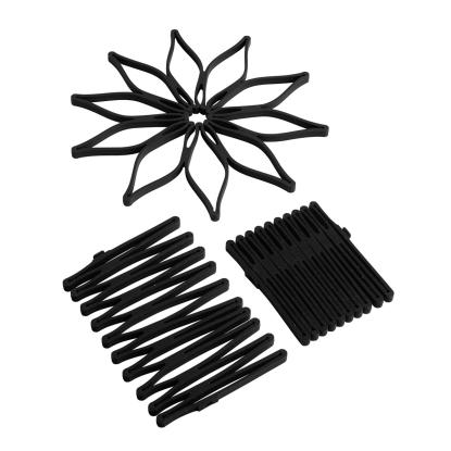 Steel-Function magic trivet bordskåner, sort, silikone - 3 stk.