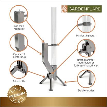 Gardenflare Premium ildrør, sølv, H148 cm