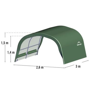 ShelterLogic Run-in-Shed græsningstelt, polyethylen/stål, grøn - 7,8 m²