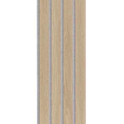 I-Wood Medio+ 4-lamel akustikpanel, hvid olieret, grå filt og lys kerne, egefiner, 16 x 300 mm