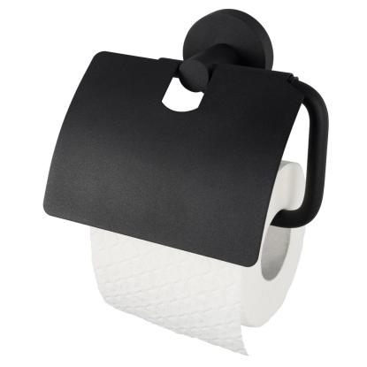 Haceka Kosmos toiletrulleholder med cover, mat sort