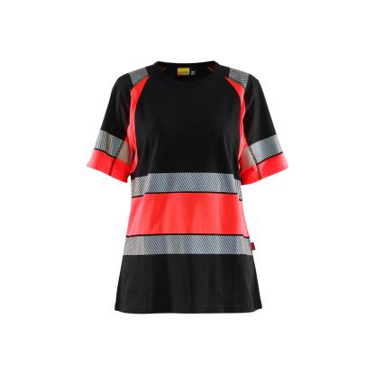 Blåkläder 3410 dame high vis t-shirt, sort/hi-vis rød