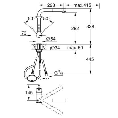GROHE Minta køkkenarmatur med L-tud, supersteel