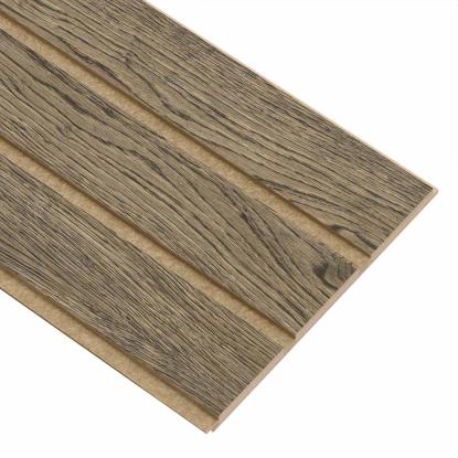 I-Wood Medio+ 3-lamel akustikpanel, sort olieret, brun filt og lys kerne, egefiner, 16 x 300 mm