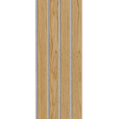 I-Wood Medio+ 4-lamel akustikpanel, klar olieret, grå filt og lys kerne, egefiner, 16 x 300 mm