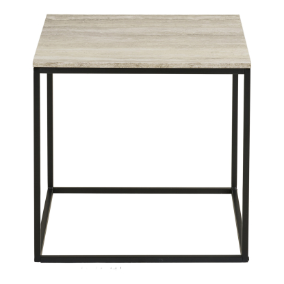 Vita hjørnebord, sort/beige travertin look, 45 x 45 cm