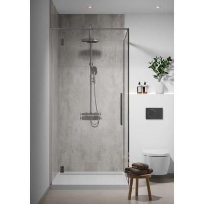 Fibo Cement vådrumspanel med 60 x 40 cm fliselook, 10 x 600 x 2400 mm, cracked cement silk