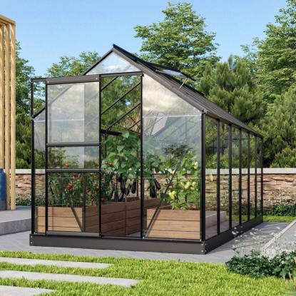 Vitavia Venus 7500 drivhus, sort, 7,5 m², 3 mm glas, inkl. sokkel