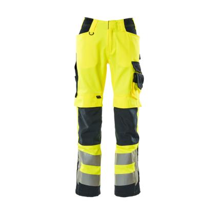 MASCOT SAFE SUPREME Kendal arbejdsbukser med knælommer, hi-vis gul/mørk marine