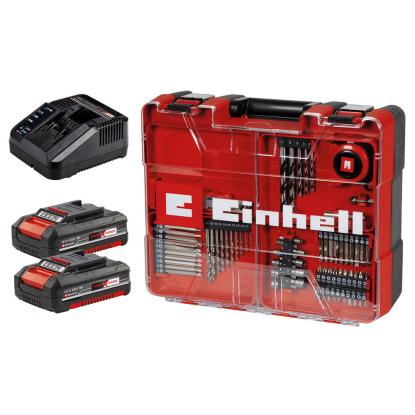 Einhell TE-CD 18/40 Li +69 akku boremaskinesæt inkl. kuffert med 69 dele, 2 x 2 Ah batterier og lader