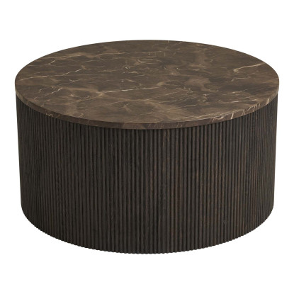 Rota sofabord i marmor look, mørkebrun, Ø80 cm