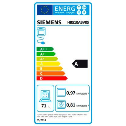 Siemens iQ100 ovn til indbygning HB510ABV0S, 71 liter