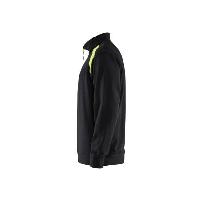 Blåkläder 3353 sweatshirt half zip, sort/hi-vis gul
