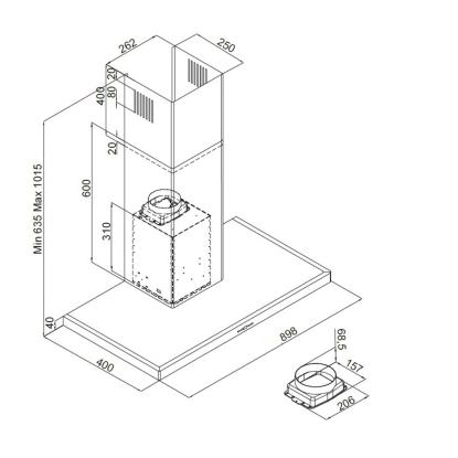 Silverline SL3120 Beta væghængt emhætte, hvid, 90 cm