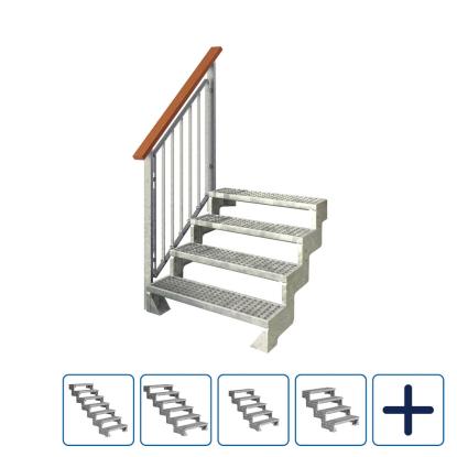 DOLLE Gardentop terrassetrappe med gitterrist, inkl. 1 side gelænder