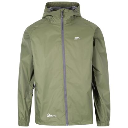 Trespass QIKPAC packaway regnjakke med pose, unisex, grøn