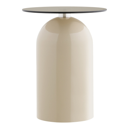 Ravello hjørnebord, beige/røget glas, Ø40 cm