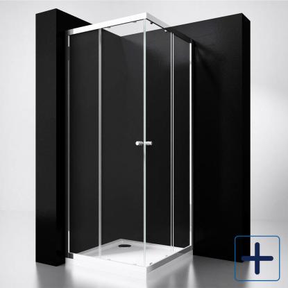 Best Design Project brusehjørne, firkantet, krom/klart glas