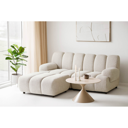 Taza 2,5 personers venstrevendt modulsofa med puf, sand