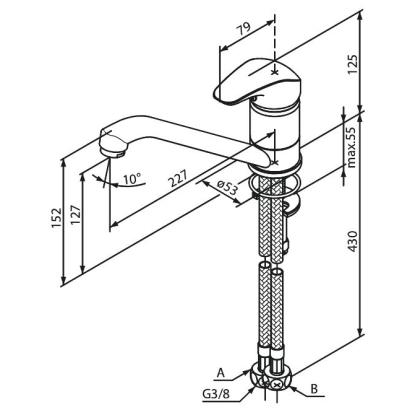 Damixa Space køkkenarmatur med lav tud, 120° svingarm