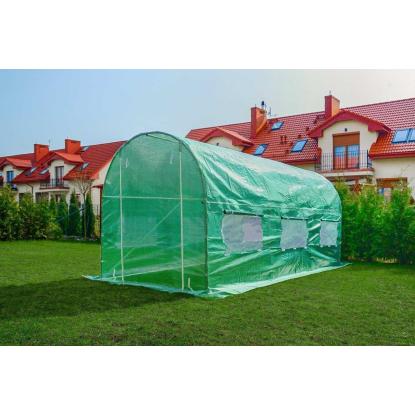 Drivhus med 6 myggenetvinduer, grøn, 4 x 2,5 x 2 meter - 10 m²