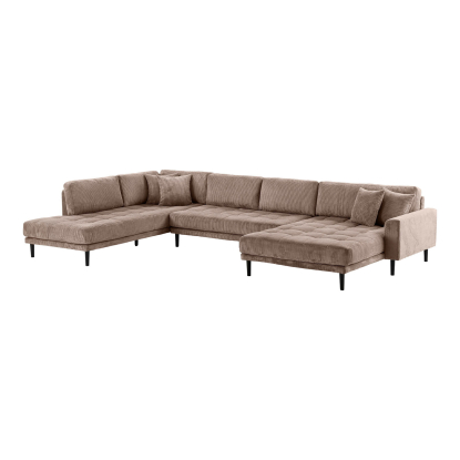 Lido højrevendt U-sofa med åben ende, brun