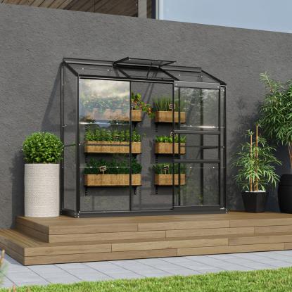 Vitavia Ida 1300 vægdrivhus, sort, 1,3 m², 3 mm glas