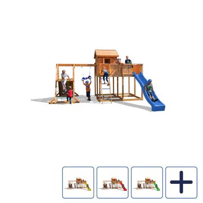 Fungoo MySpace XL Spider+ legetårn med legehus, klatrevæg, rebstige og rutsjebane