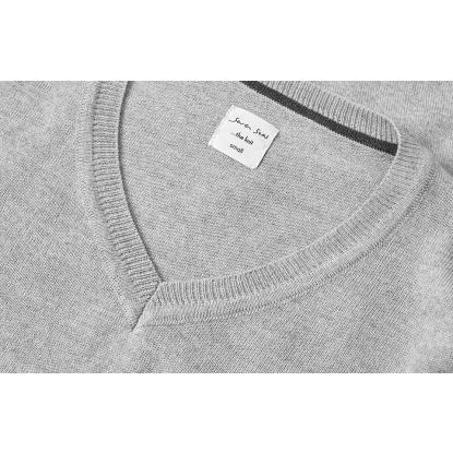 Seven Seas S671 The knit pullover med v-hals, dame, lys grå melange