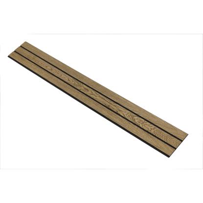 I-Wood Medio+ 3-lamel akustikpanel, mørkebrun olieret, sort filt og sort kerne, egefiner, 17 x 300 mm