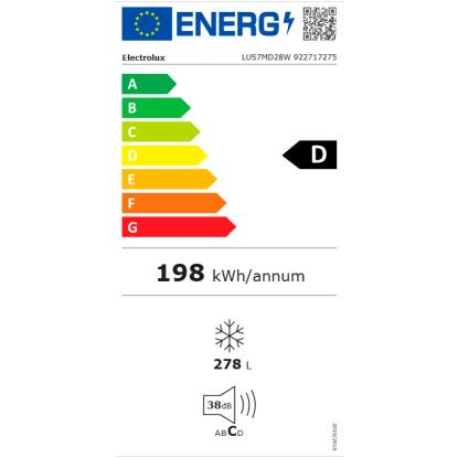 Electrolux LUS7MD28W fritstående fryseskab, 278 liter