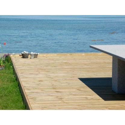 Frøslev Select terrassebræt med afrundede kanter, 32 x 125 x 4800 mm, grøn trykimprægneret fyr