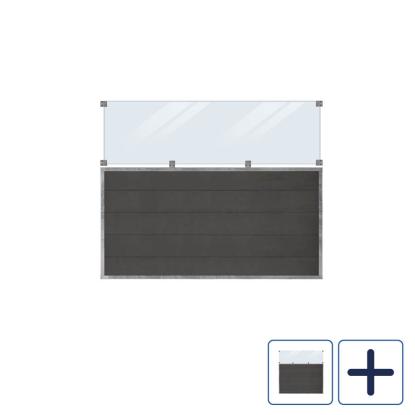 PLUS Futura komposithegn med klart glas, skifergrå/komposit, 180 cm bredt