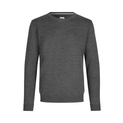 Seven Seas S650 The knit pullover med rund hals, mørk grå melange
