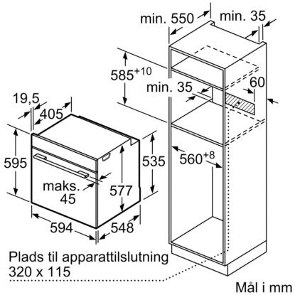 Bosch HBG7721B1 ovn til indbygning, 71 liter