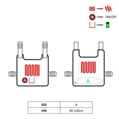 Glovii universalvest med varme, GV1U, kompatibel med enhver 2A powerbank, sort