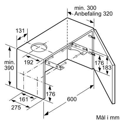 Siemens iQ300 skabsintegreret emhætte LI64LB531, sølv, 60 cm